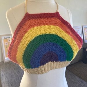 Current Mood, Croquet Rainbow Crop, Halter Top, From: “Dolls Kill.”